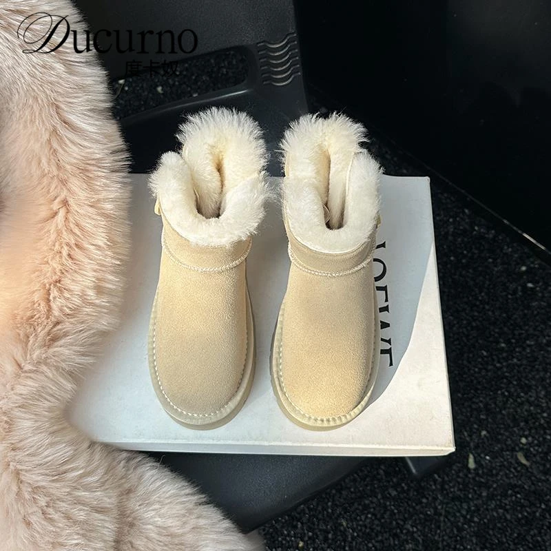 度卡奴厚底女雪地靴2025冬季新防滑加厚加绒保暖东北棉鞋短靴