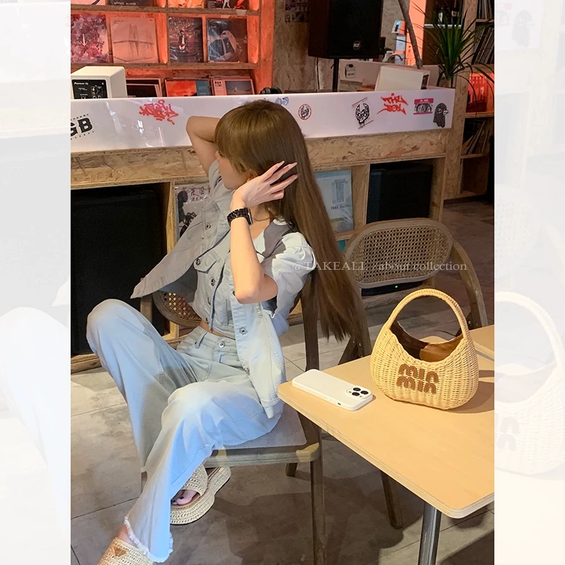 【特价】复古牛仔三件套 时髦利落不挑人夹克马甲RD232018