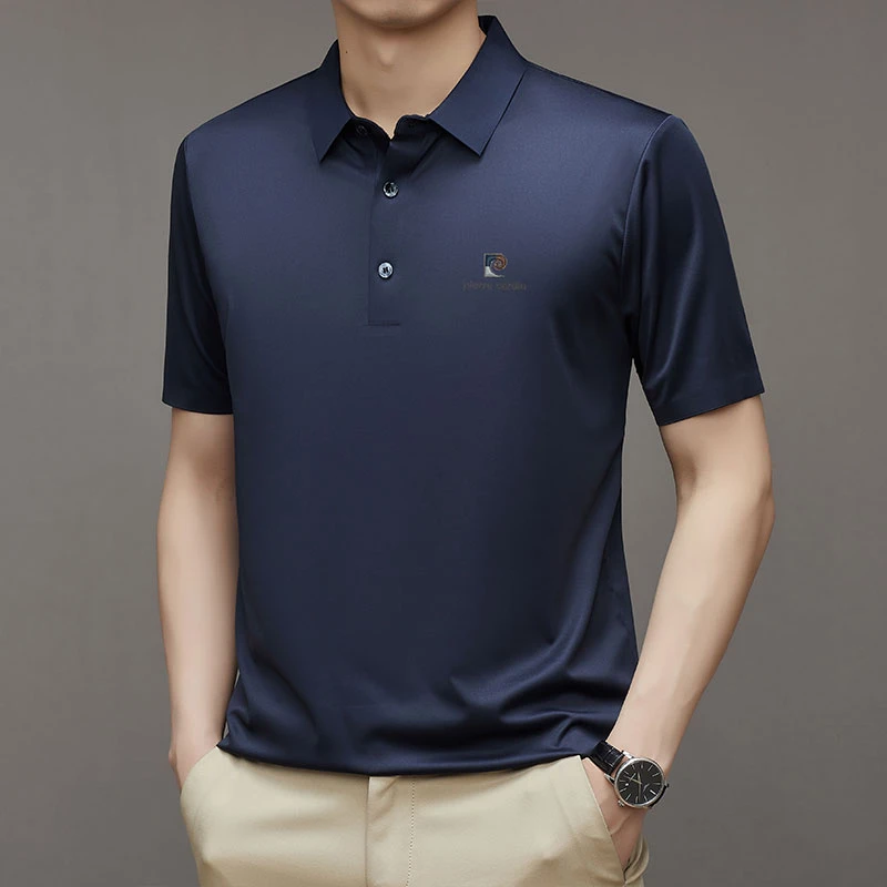 吉罗德蒂常规短袖翻领夏季夏季男士绿T恤半袖上衣男士高档新中式