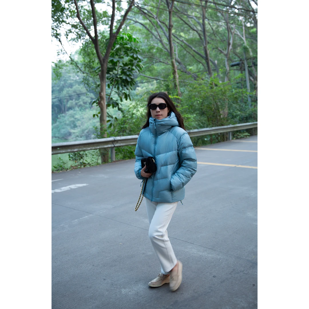 情侣款轻盈无感连帽新款户外保暖宽松面包羽绒服XA5SYDZ1391