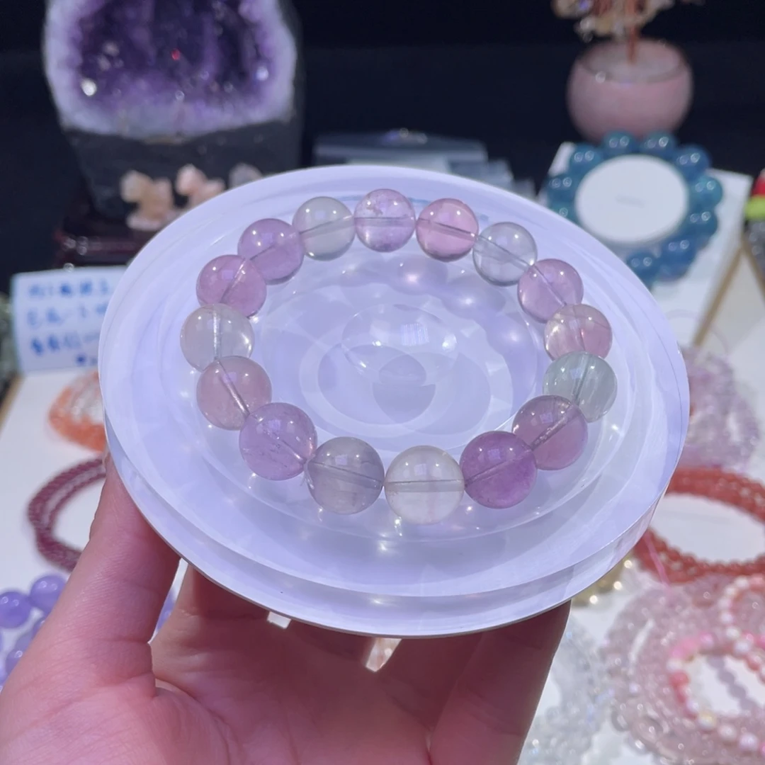 未镶嵌手链水晶拉丝彩萤石13mm