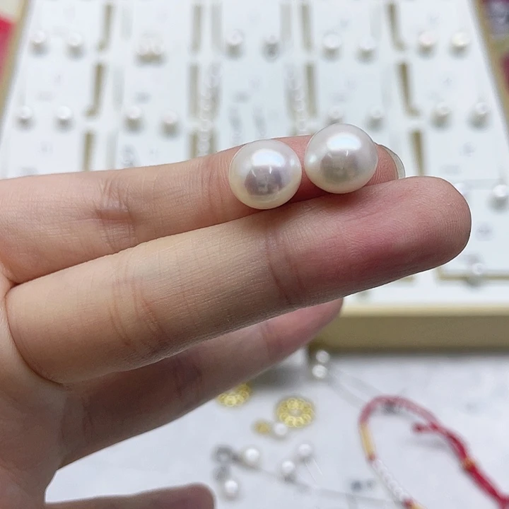 淡水珍珠耳饰银S925镶嵌小*