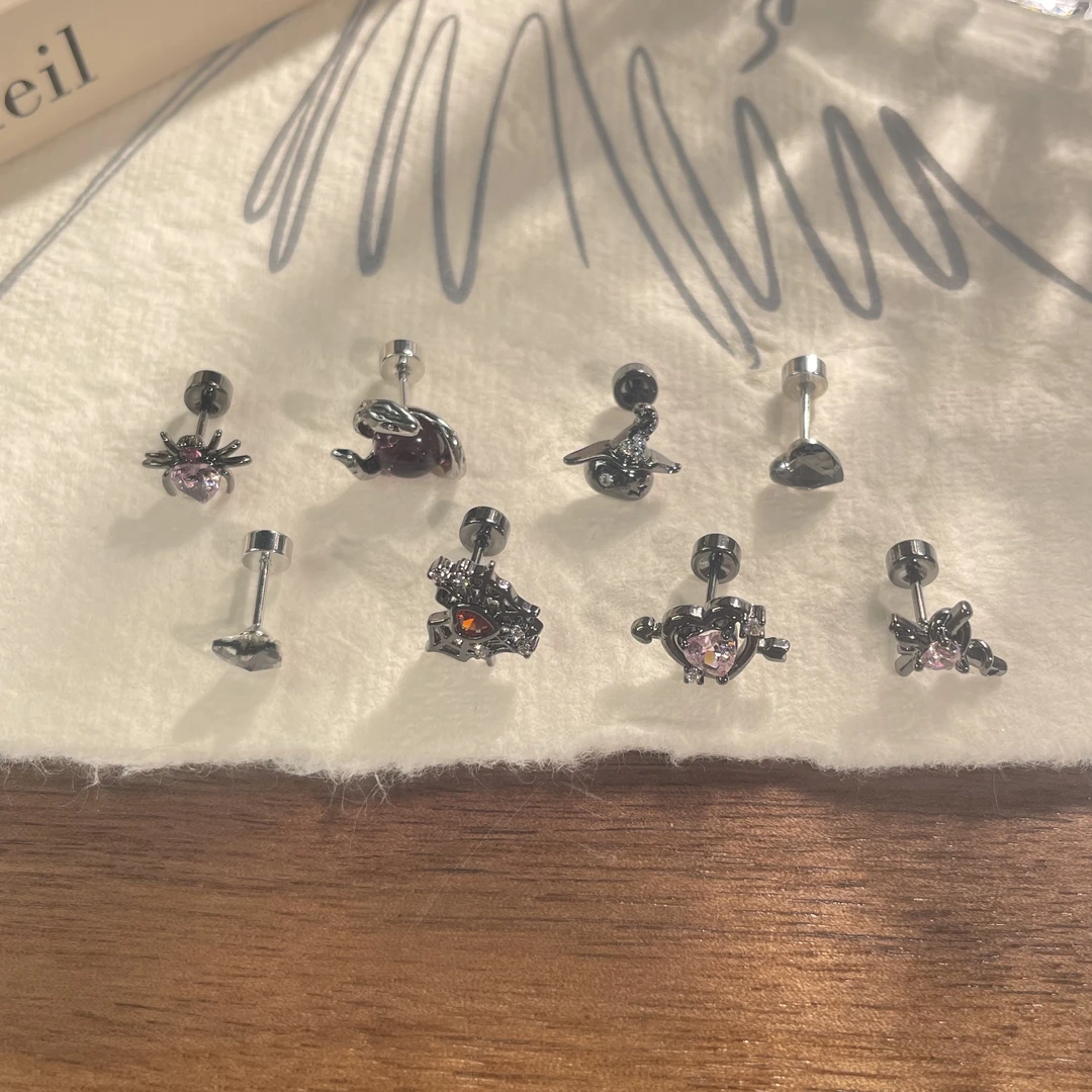 钛钢耳饰 钛钢甜酷黑色系列耳骨钉耳蜗钉睡觉免摘耳钉防过敏耳饰