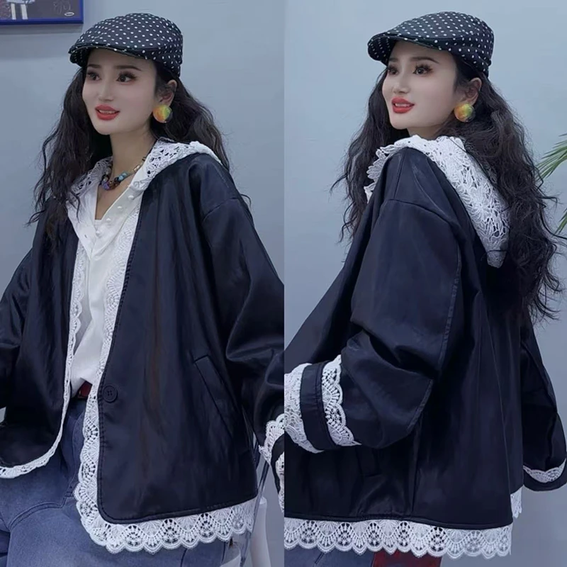 春季时尚蕾丝花边短外套女2025新款休闲简约高级感开衫外套-9020