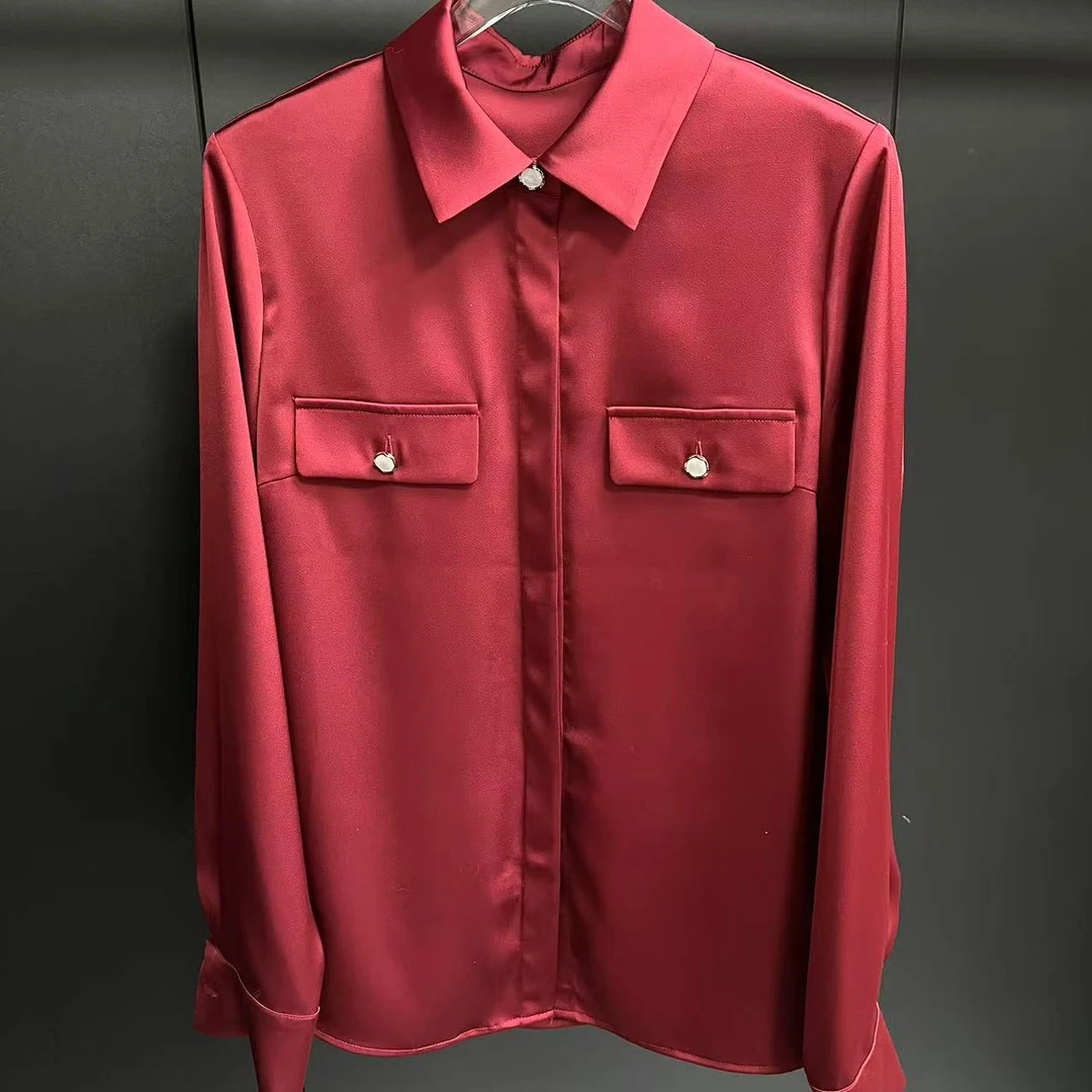 【二姐高定】 长袖衬衫春季夏季春秋商务纯色薄款百搭衬衣Y25003