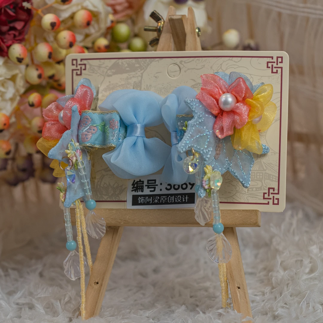 饰阿梁3669 兰色枫叶抓夹头饰儿童小女孩发夹发饰可爱甜美百搭