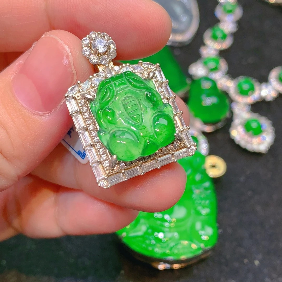 吊坠(不含链)银S925镶嵌翡翠翡翠