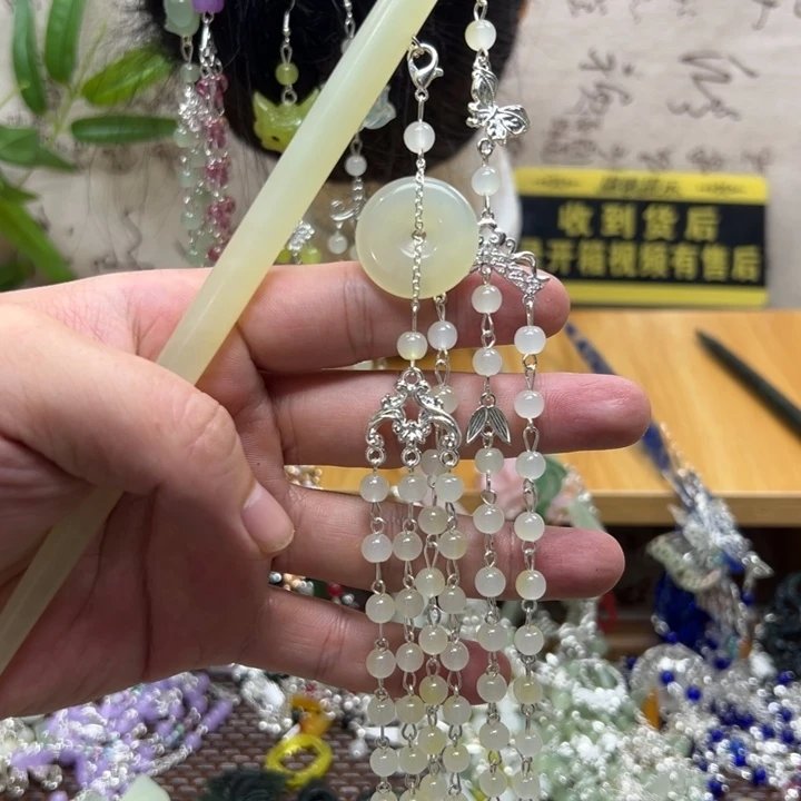 合金蛇纹石玉发饰