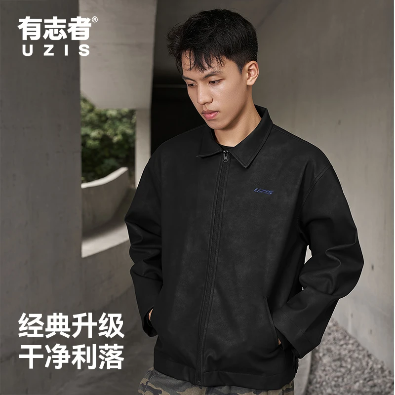 有志者UZIS骑士运动外套男款美式篮球休闲宽松秋冬款仿麂皮外套