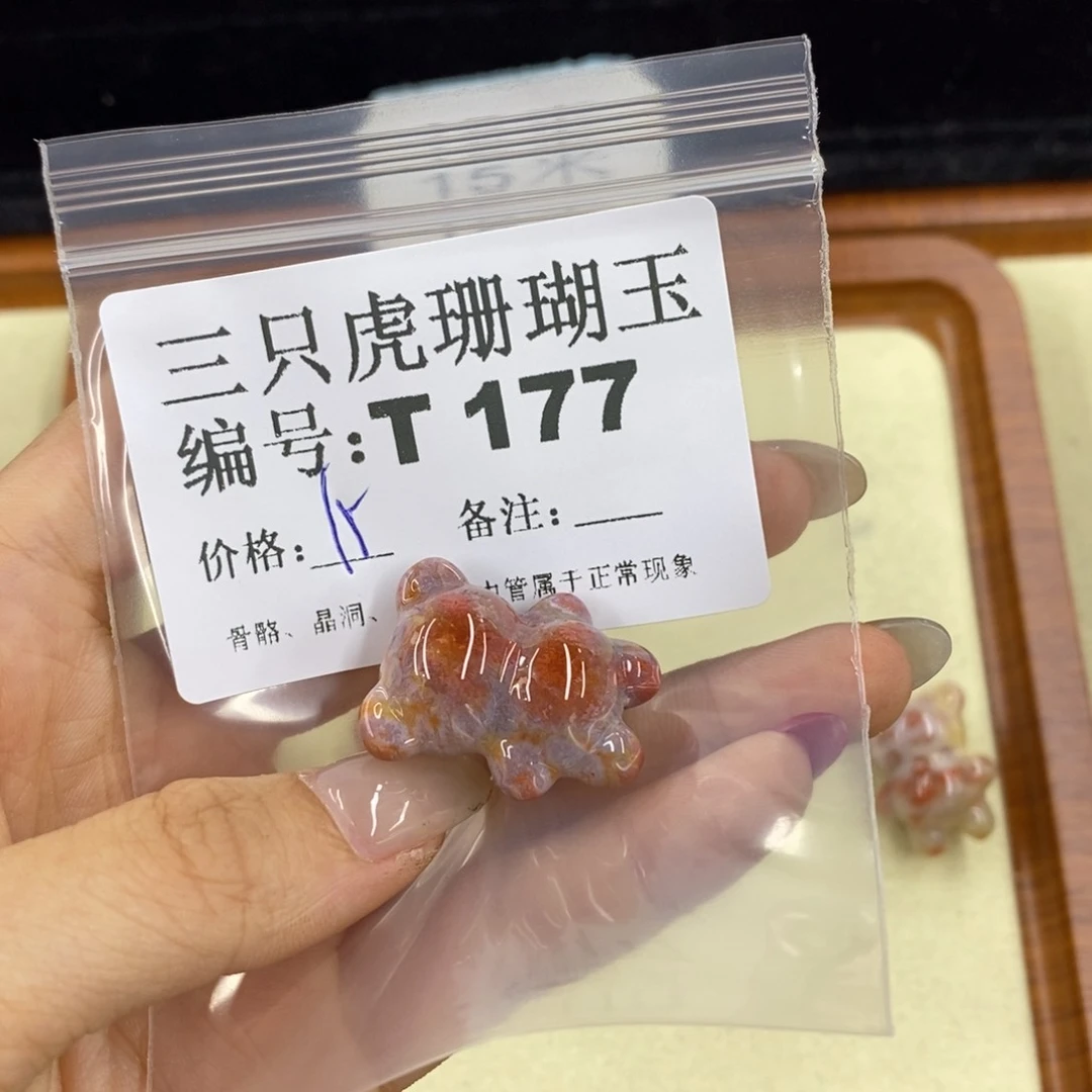 硅化珊瑚（珊瑚玉）1足银镀金镶嵌戴****〜