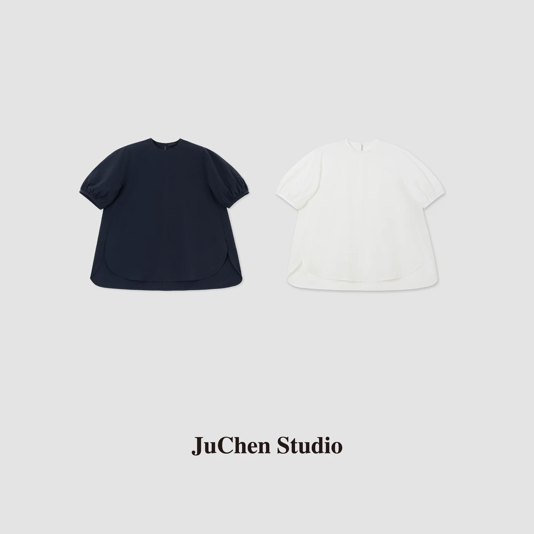 舒柔特日系风灯笼袖宽松短袖衬衫 SS052538