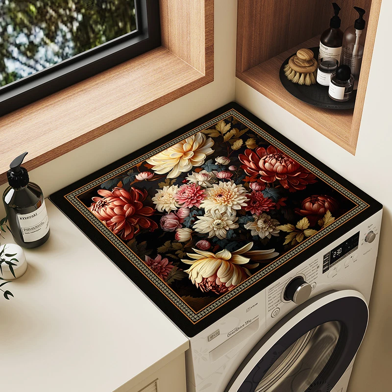 花朵滚筒洗衣机垫子防晒防尘盖布冰箱床头柜垫家用吸水防滑垫子