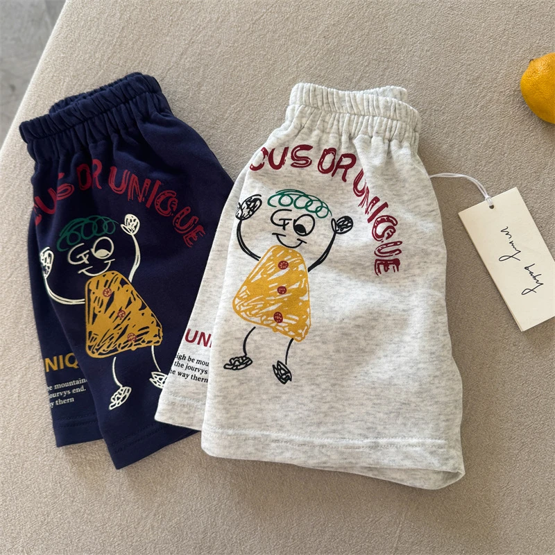 Y.Ystudio-儿童短裤夏季新品男女童卡通涂鸦短裤宝宝针织五分裤潮