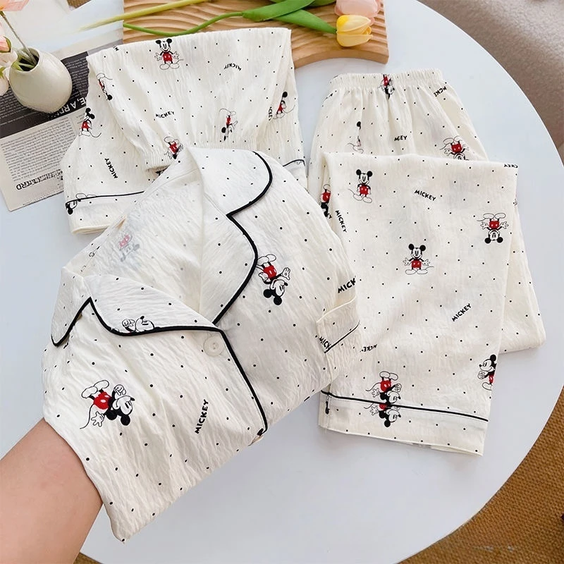 三件套卡通可爱少女短袖睡衣女款大码夏季新款家居服套装可外穿