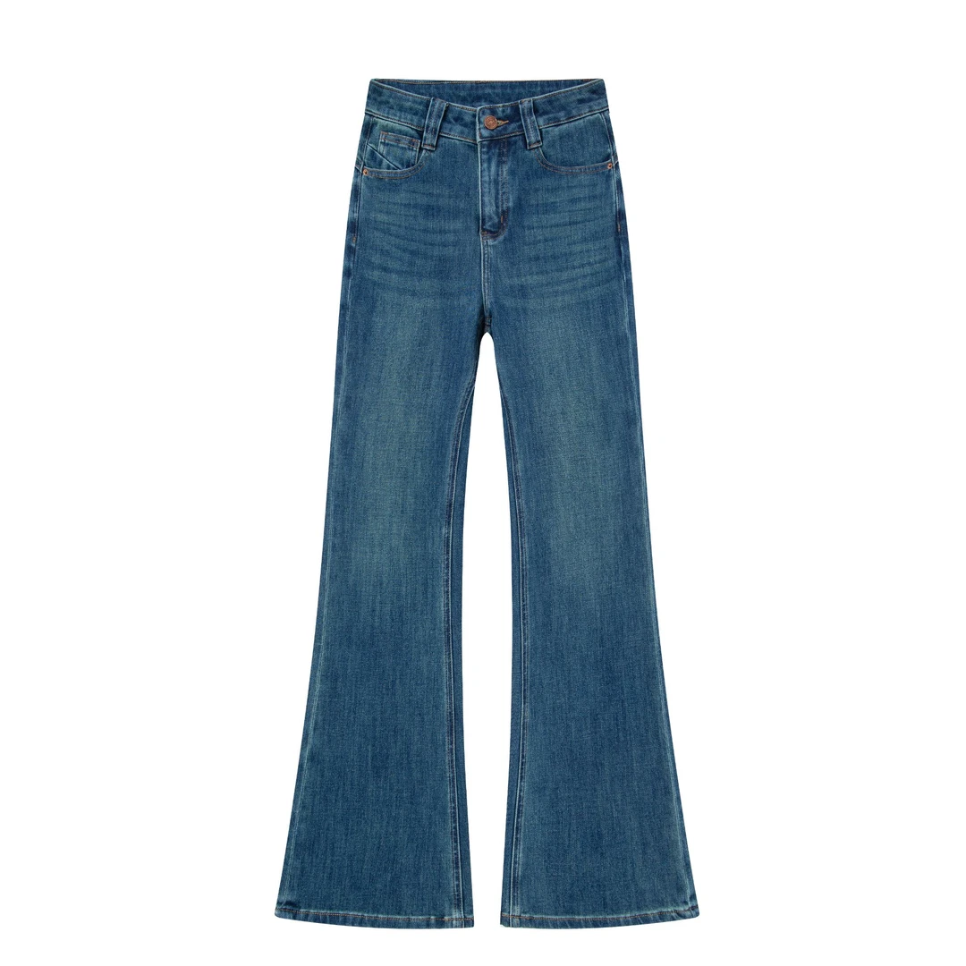 阿宏【JEANS】琥珀流光一线品牌奢品非网销版秋款四面弹高腰筒喇裤