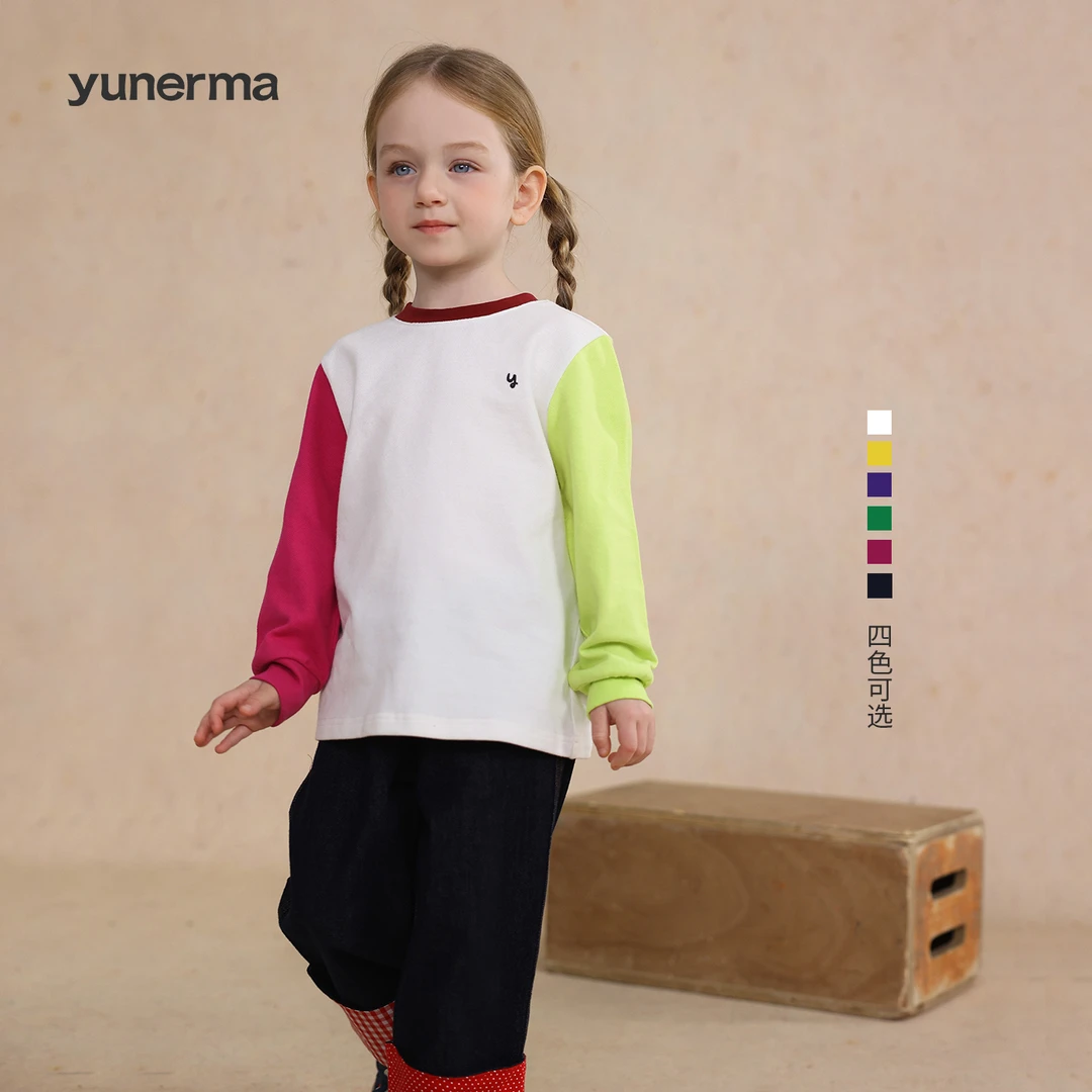 幼儿园宝宝春夏百搭插肩袖T恤允儿妈女童春季洋气长袖上衣打底衫