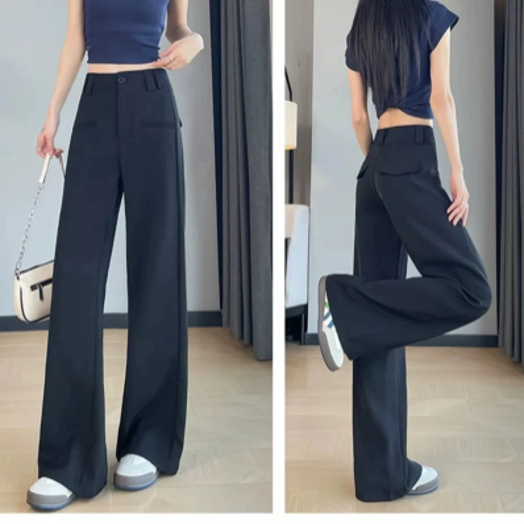 193 韩版时尚百搭宽松高腰阔腿品质西装裤(ZJ16)