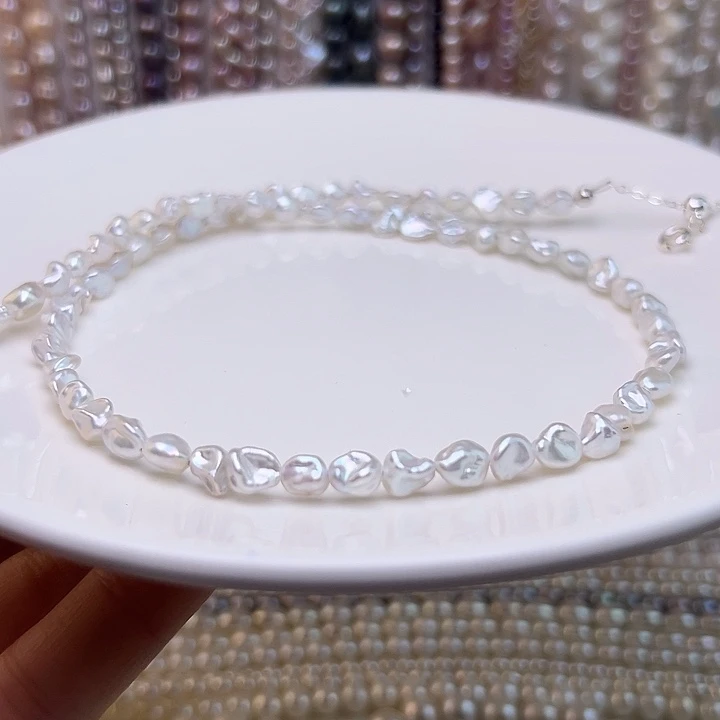 颈饰未镶嵌淡水珍珠5-6小碎银子