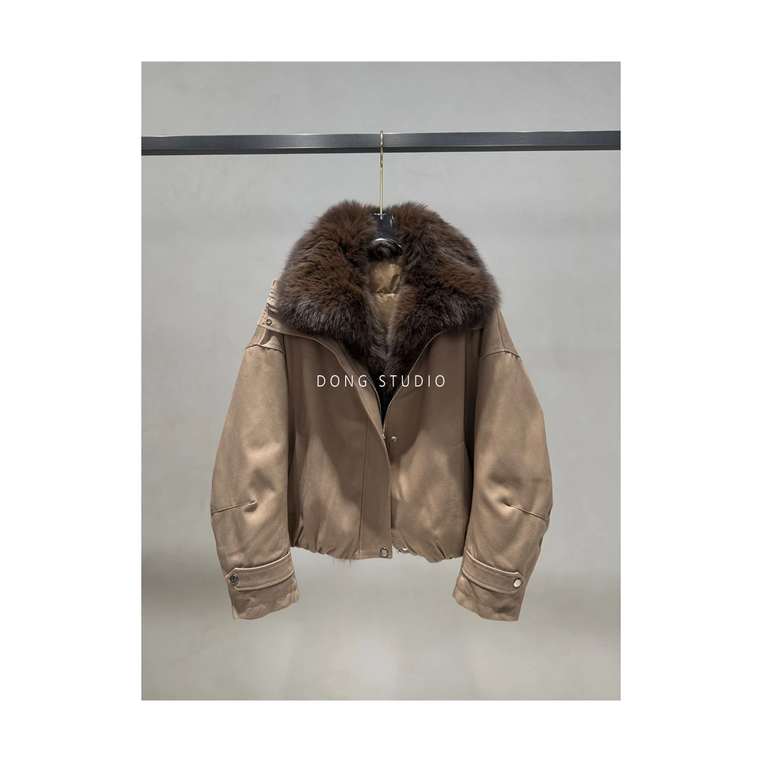 真狐狸领（可拆卸）90鹅绒派克服羽绒服I7673