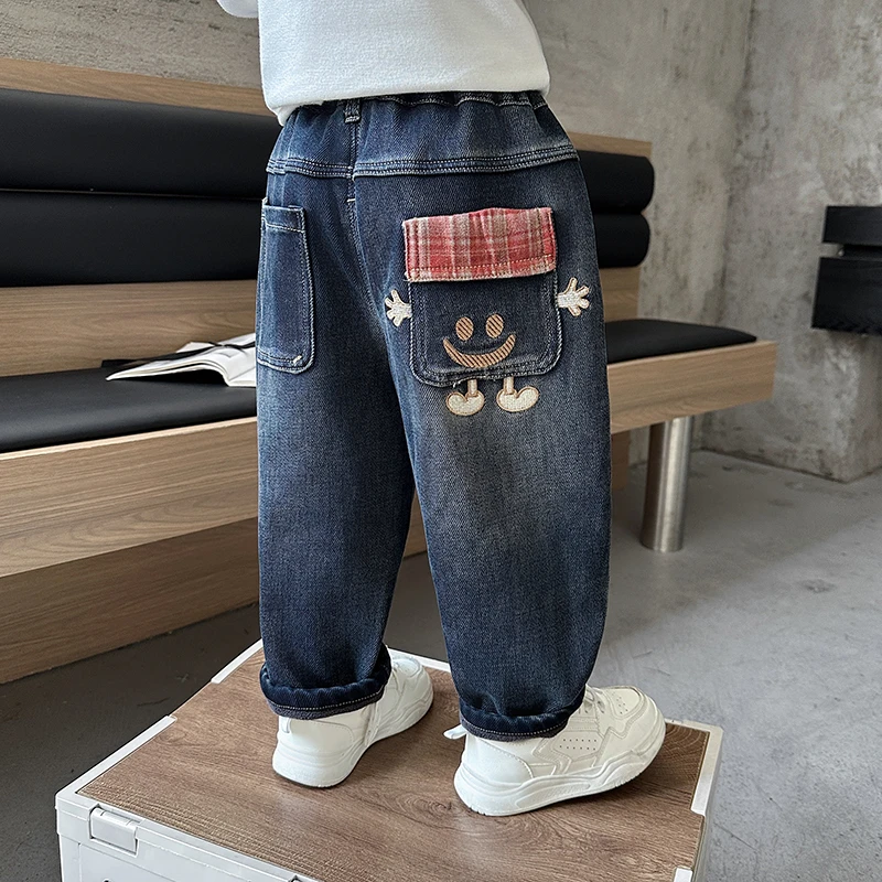 男童加绒牛仔裤2025新款冬季儿童装深秋长裤宝宝洋气一体绒裤子