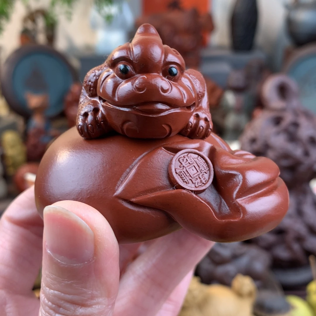 紫砂茶宠吸财貔貅朱泥大红袍