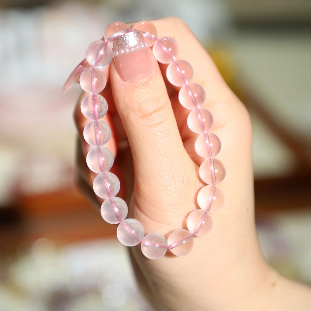 雅颂集雅颂集天然水晶G3288星光粉手串女款手链百搭小众简约