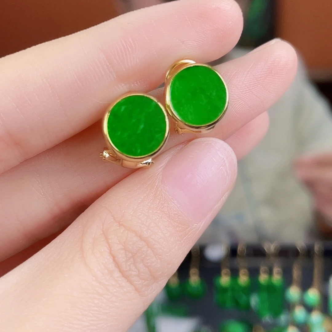 翡翠银S925镶嵌耳饰