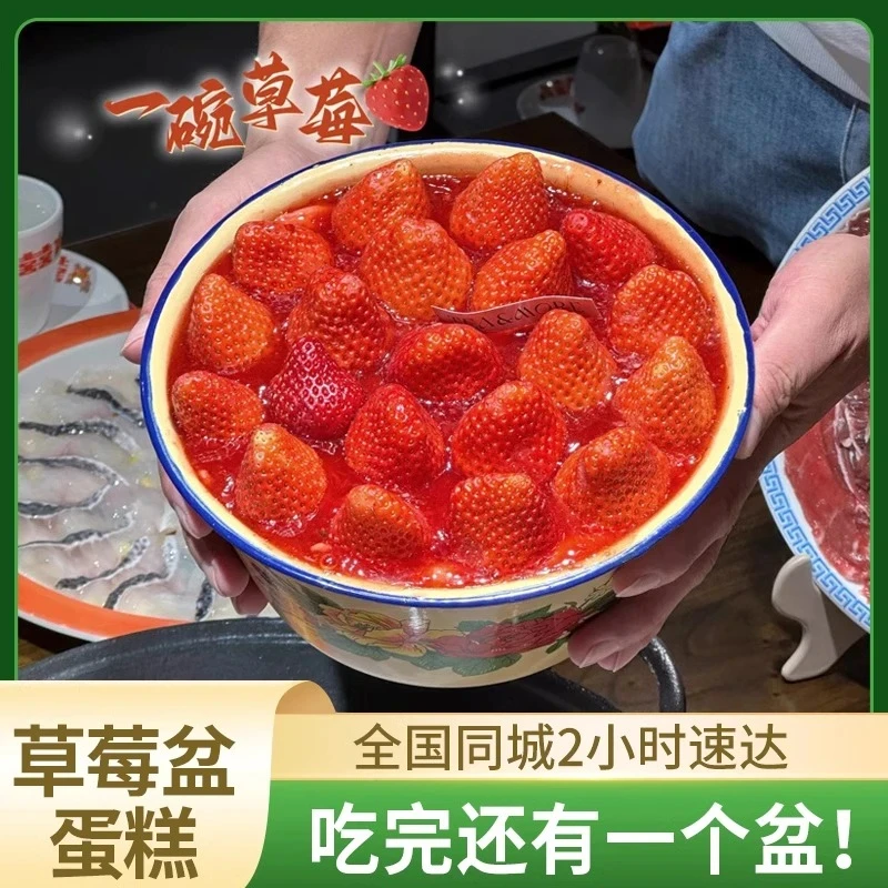 搪瓷盆草莓蛋糕奶油生日蛋糕送男女儿童蛋糕全国团购同城免费配送