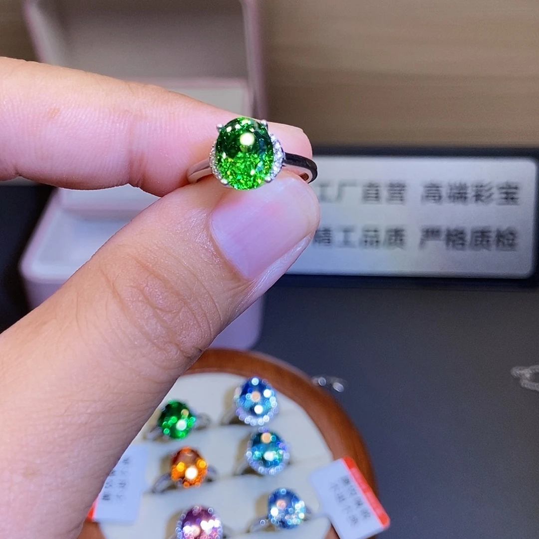 银S925镶嵌戒指碧玺