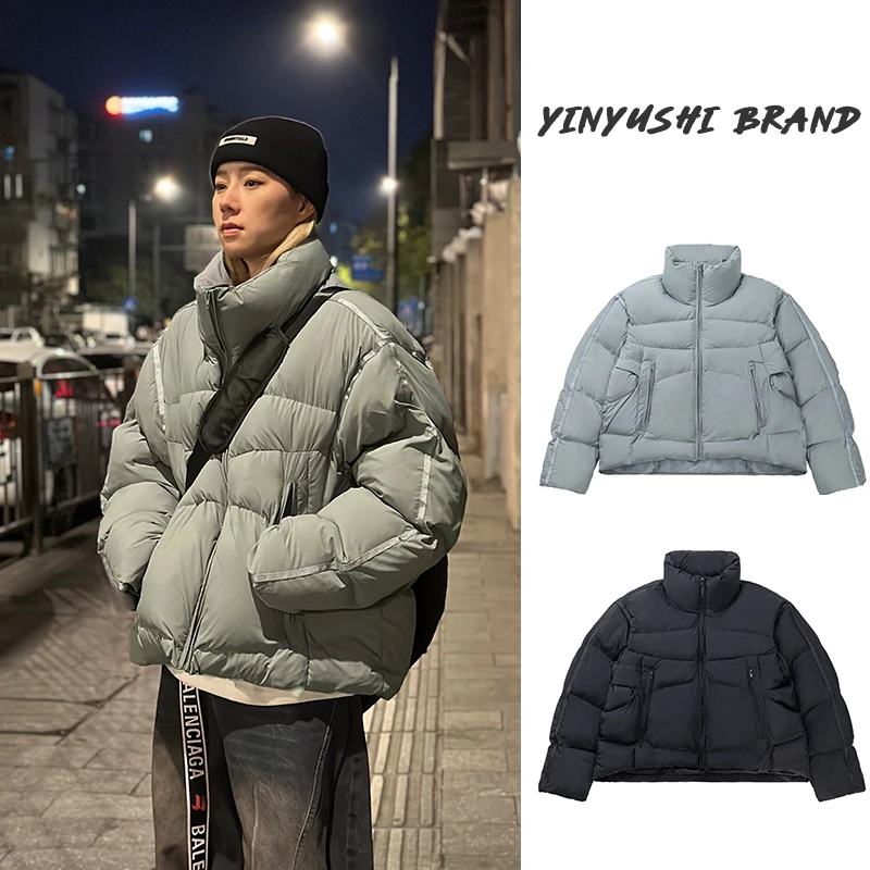 美式高街解构短廓形立领棉服冬季保暖加厚小众设计师款情侣面包服