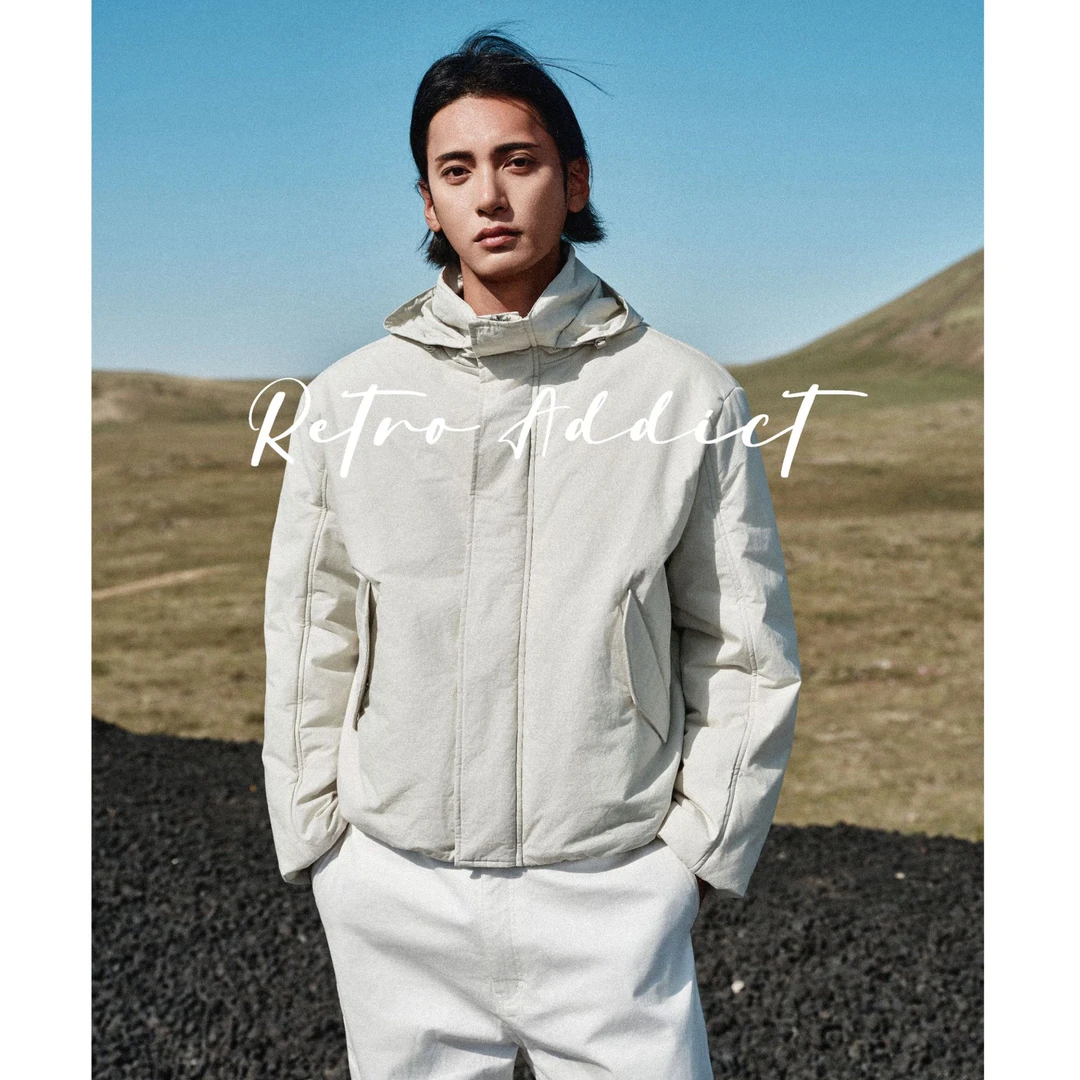 RETRO ADDICT ROW风100%澳棉内里3M新雪丽棉填充连帽拉链纽扣棉服