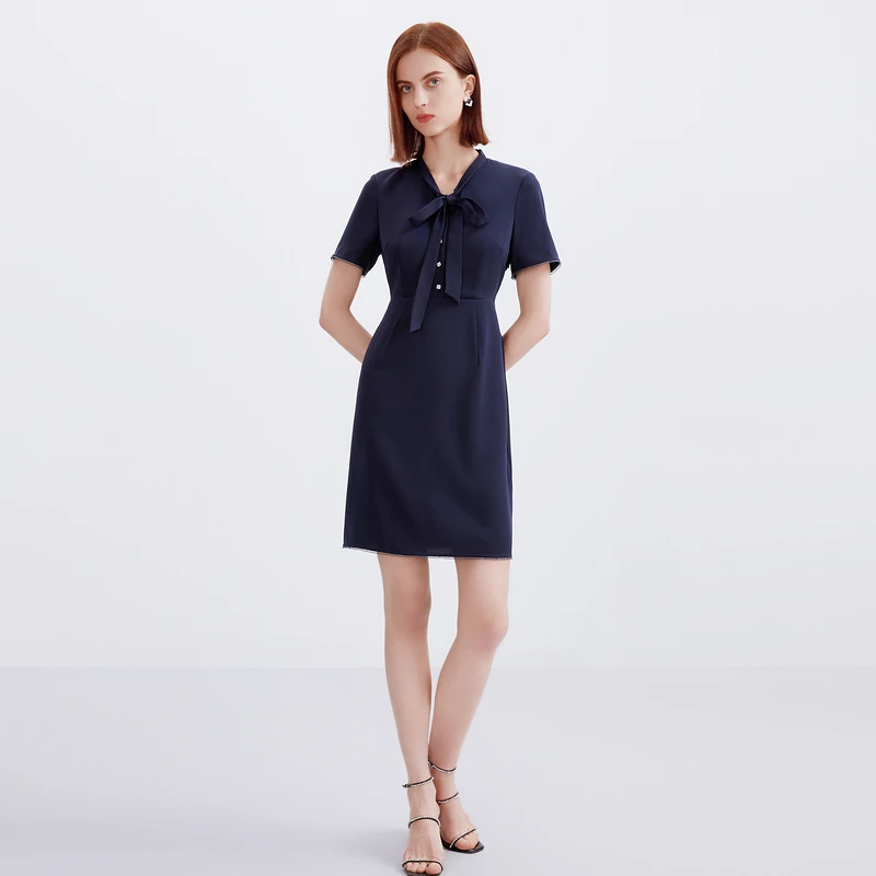 【粉丝专享】FINITY 商务女神系带领气质甜美连衣裙 F21V4C26L3