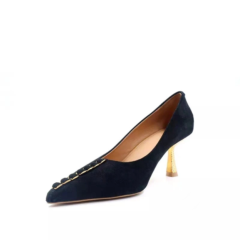 尖头细跟女士百搭时尚气质优雅黑色浅口稳如平地