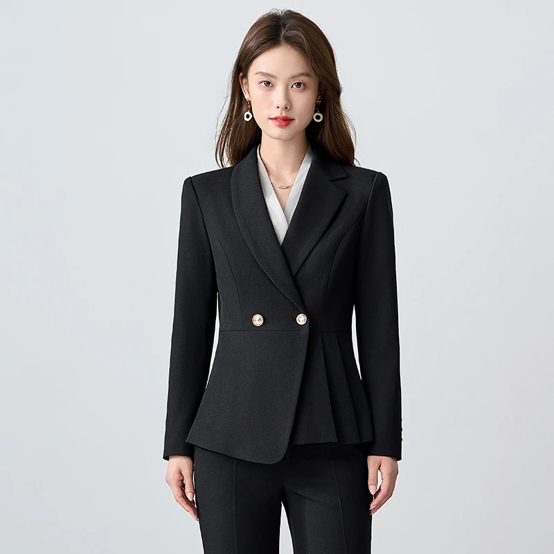 黑色职业装西装套装女秋季2025新款高级感餐饮酒店经理工作服西服