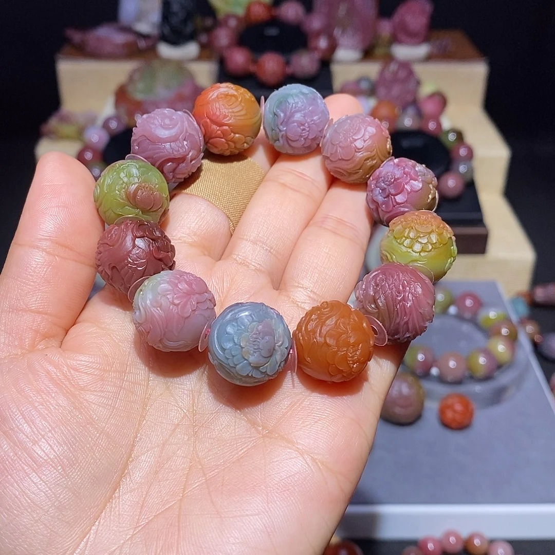 咚***锵玛瑙/玉髓未镶嵌盐源玛瑙大师工凤穿牡丹