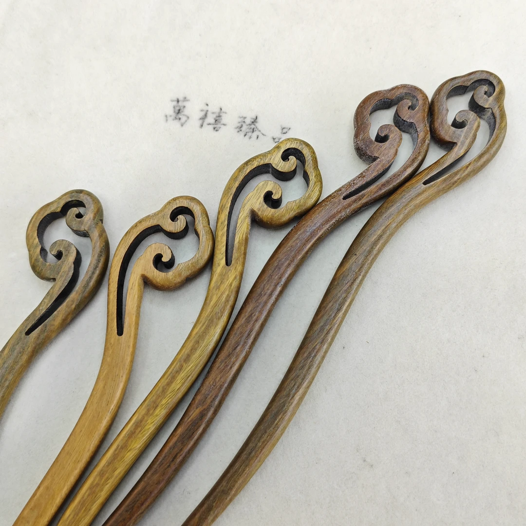 如意绿檀发簪随机发1个M060 jw