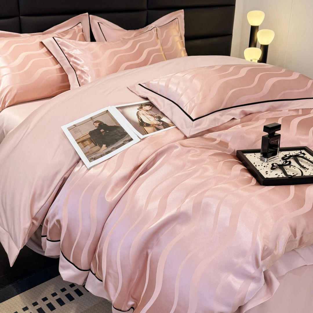 全棉四件套A类200支新疆长绒棉贡缎纯棉轻奢简约纯色四季款