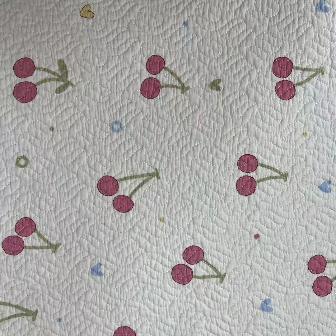 【绒兰】韩式里外全棉水洗绗缝夹棉多功能床垫床盖14号樱桃小爱心