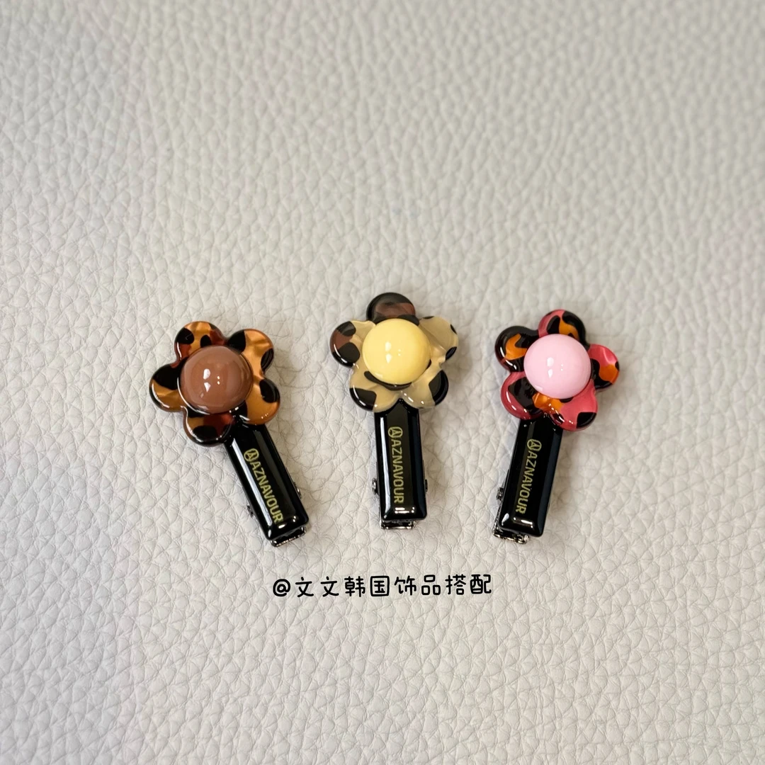 【上新】韩国AZ阿兹娜豹纹小花设计款刘海夹侧边夹气质ins碎发夹