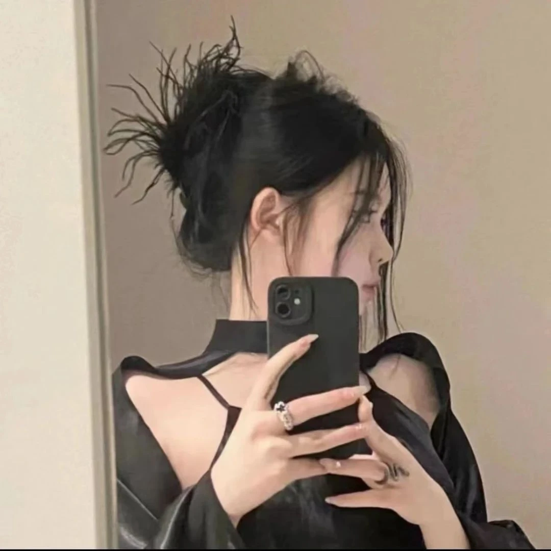 超仙夹子头饰鲨鱼夹ins风羽毛抓夹高级感驼鸟