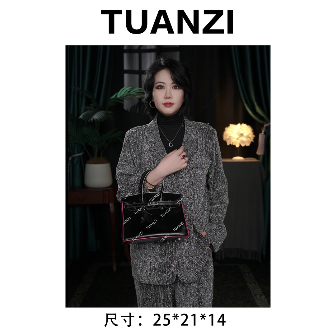 『限●定』大马中古25铂限定色头层Box牛皮女包 XKY-3845-黑色