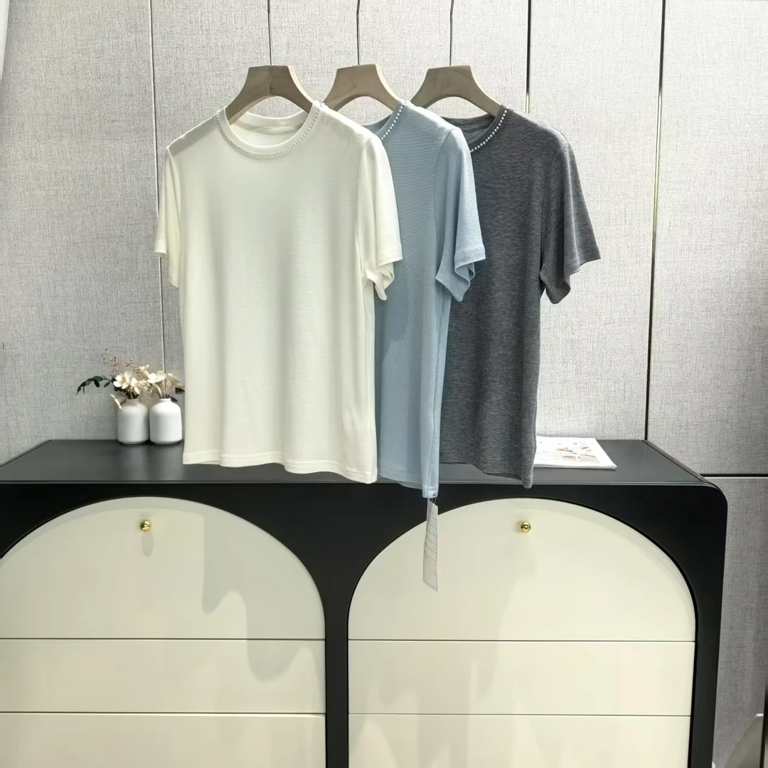 木子家  I  6717【珍珠莱赛尔羊毛T】软糯亲肤短袖