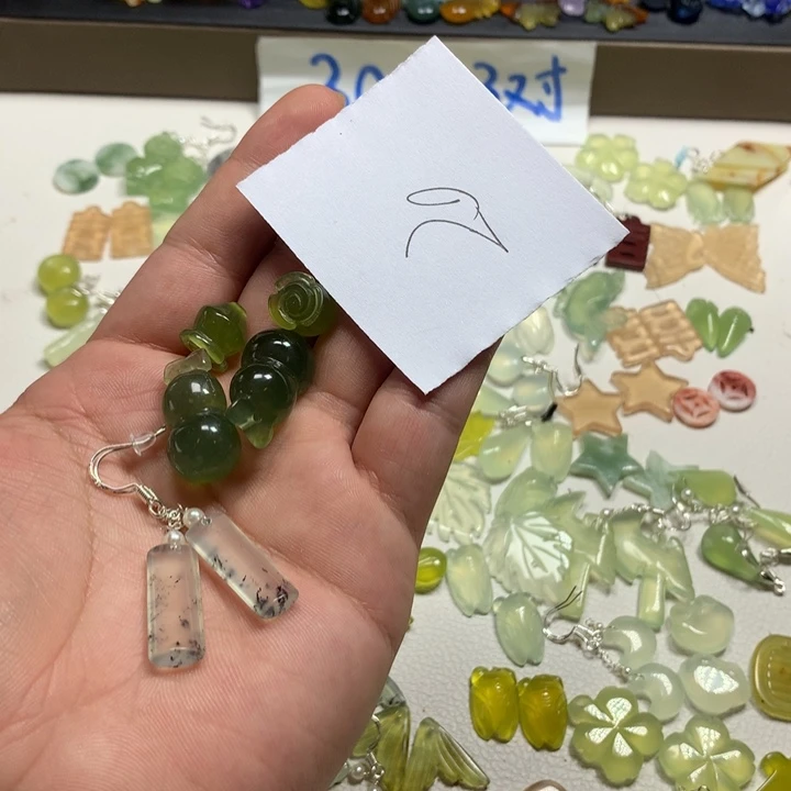 蛇纹石玉合金耳钉用**5