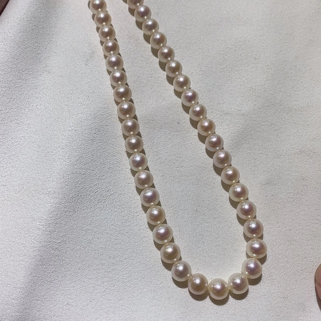 风***痕淡水珍珠银S925镶嵌项链7-8