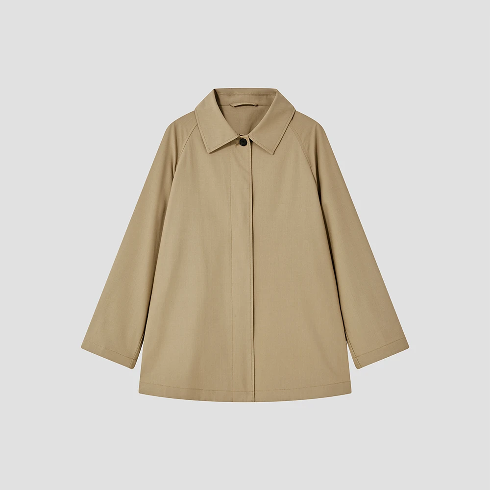 【小禾】“小露珠” 重磅精纺羊毛桑蚕丝一臂长短时尚风衣25DMH046