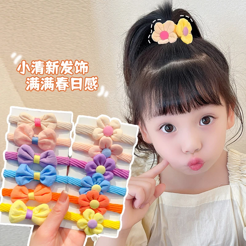 儿童头饰发饰花朵毛巾圈蝴蝶结发绳宝宝不伤发扎马尾高弹力头绳女