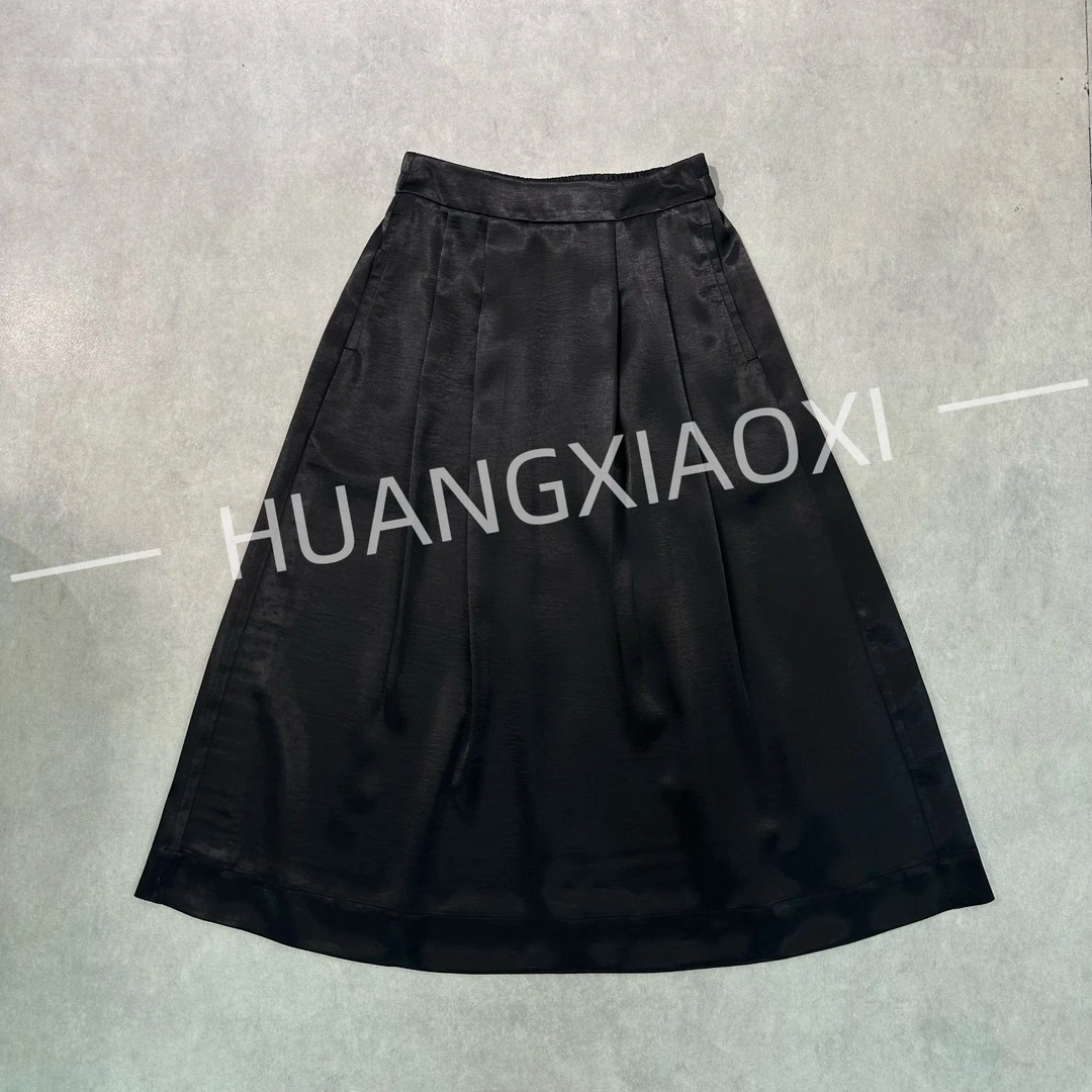 HUANGXIAOXI 流金黑法式伞裙优雅百搭半裙 HXX-060