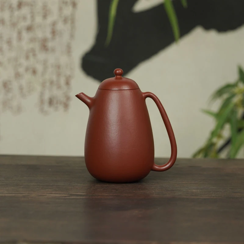 【明式龙蛋】 原矿朱泥大红袍  170cc 手工制作 内推孔 宜兴紫砂壶