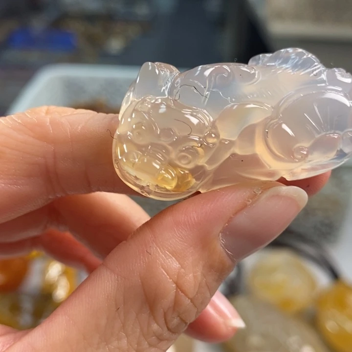 玛瑙/玉髓吊坠(不含链)足铂镶嵌