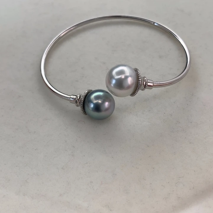 银S925镶嵌手镯海水珍珠